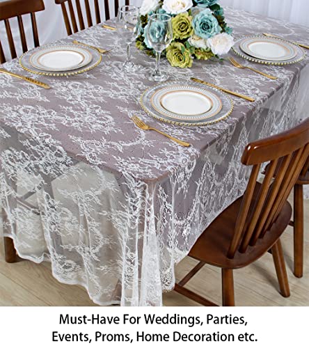 Rectangular 60X120-Inch White Rectangle Overlay Tablecloths Long Rectangular Tablecloth Lace Tablecloth 60 Table Floral Embroidery Lace Table Cloths Decoration #TOP3