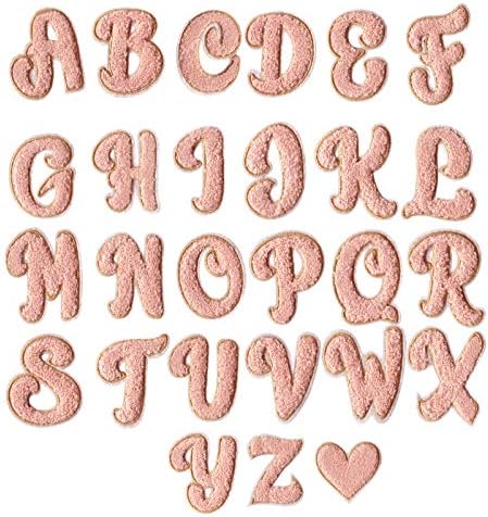 QUARKZMAN Bügelbuchstaben L - Pink Mit Gold Glitzer, 3er Set Chenille Patches 82mm Für Kleidung & Accessoires