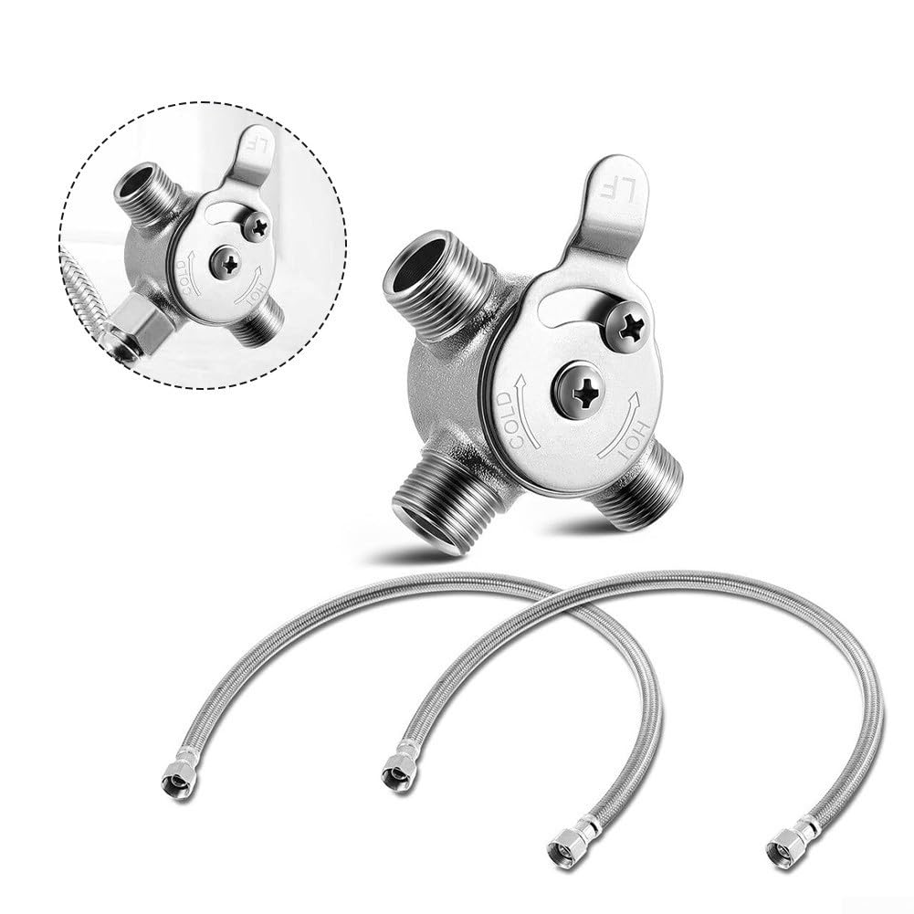 Vanne de mélange thermostatique anti-brûlure en laiton et kit de tubes tressés pour évier