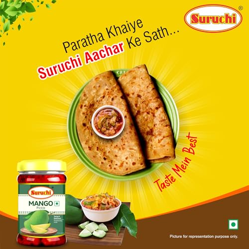 Image of Suruchi Mango Pickle - 500g | Khatta Aam Ka Achar | Ready to Eat Mango Pickle | Authentic Indian Achar | Pure & Natural Ingredients | Hygienically Packed (Pack of 1)