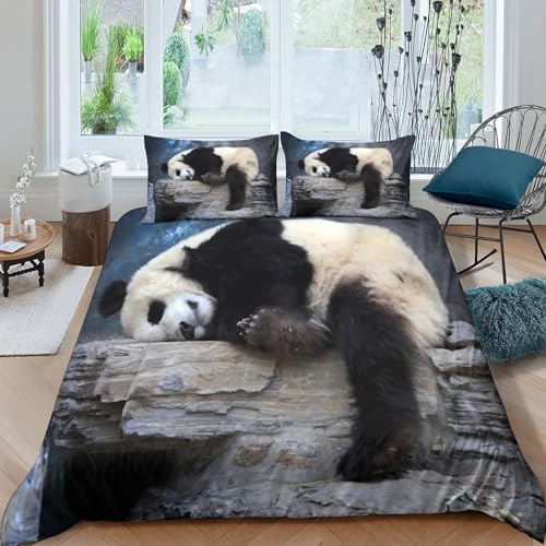 Parure de lit hypoallergénique panda housse de couette anti-acarien ado