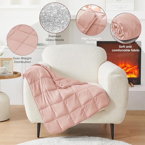 Pink Weighted Lap Blanket for Adults 5lbs, 29"x33", Cooling Heavy Throw Blanket, Portable Travel Weighted Blankets, Soft Small Blankets Gift for Sleeping