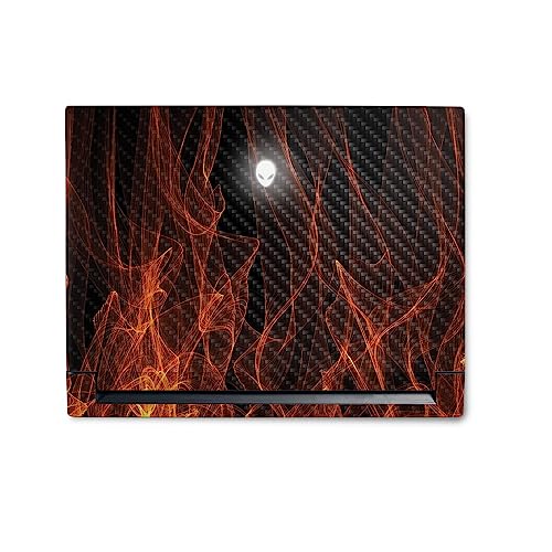 Image of MightySkins Carbon Fiber Skin Compatible with Alienware M18 R1 (2023) Full Wrap Kit - Charcoal Flames | Protective, Durable Textured Carbon Fiber Finish | Easy to Apply | Made in The USA