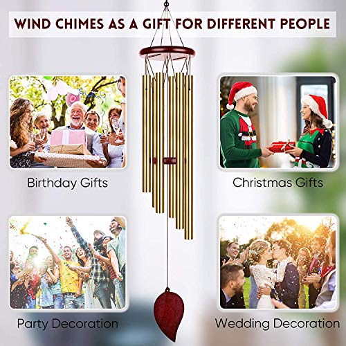 Gerhannery Wind Chimes for Outside Garden Chimes Metal Tubes Wind Chimes Bells Sympathy Wind Chimes Outdoor Clearance Memorial Wind Chimes with 6 Metal Tubes & Hook (Gold) - Image 6