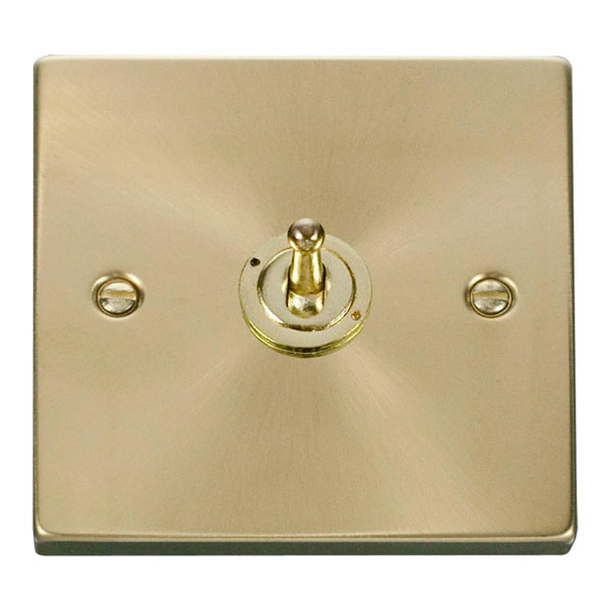 Satin - Brushed Brass 1 Gang 2 Way 10AX Toggle Light Switch