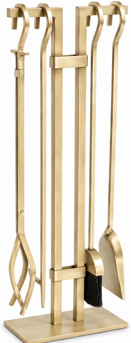 Pilgrim Home and Hearth 18086 Sinclair Fireplace Tool Set, Burnished Brass, 20 Pounds