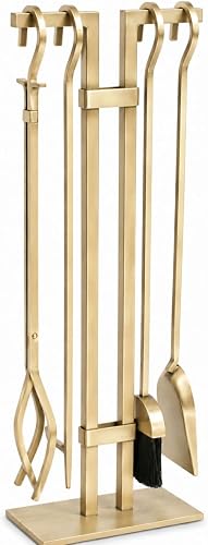 Pilgrim Home and Hearth, Burnished Brass 18086 Sinclair Fireplace Tool Set