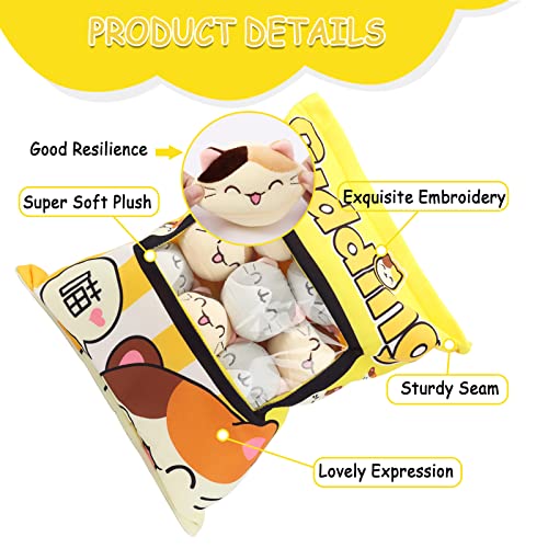 Ipeain Cat Plush Pillow Throw Pillow, Removable Kitten Stuffed Animal Doll Toy, Sofa Chair Decorative Pillow, Plush Cotton Stuffed Animals Pillow Gifts For Girls Kids (8 Cute Yellow Cat) #TOP2