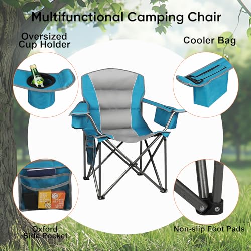 Northroad 2PCS Oversized gepolsterte Campingstuhl, Faltbare Lawn Stuhl w/Cup Holder, Tragetasche für Outdoor-Wandern, Strand, Picknicks, Heavy-Duty 400-lbs Kapazität – Bild 6