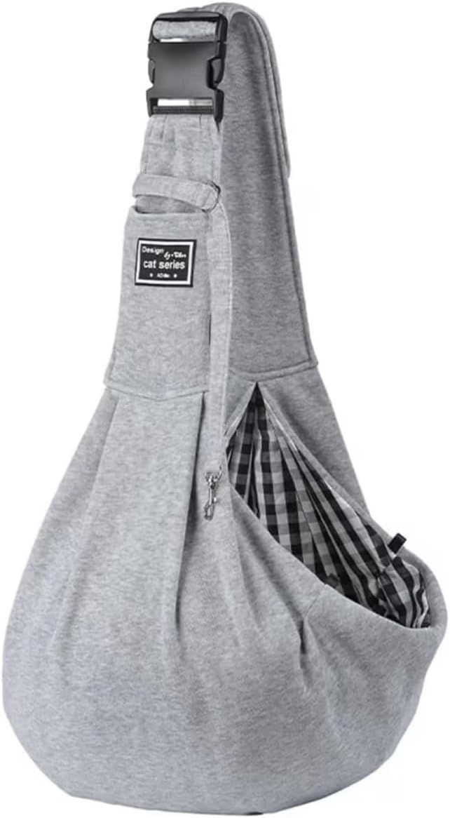 Small Puppy Dog Cat Shoulder Sling Carrier with Buckle (Gray)