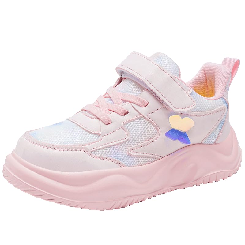 Kids Sneakers for Girls - Low-Top Sports Shoes with Elastic Band, PU Upper & Fabric Insole - Solid Color All-Season Footwear for Running, Hiking, Casual Outdoor Activities Round Toe EVA Sole Sneakers