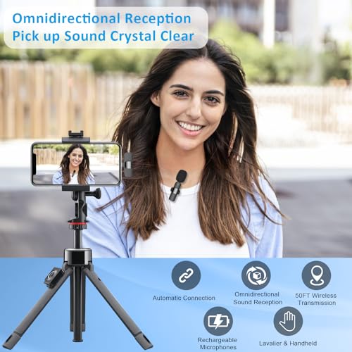 MAYBESTA Mini Microfone Bluetooth para iPhone, iPad - Microfone de Lapela Sem Fio para Gravação de V