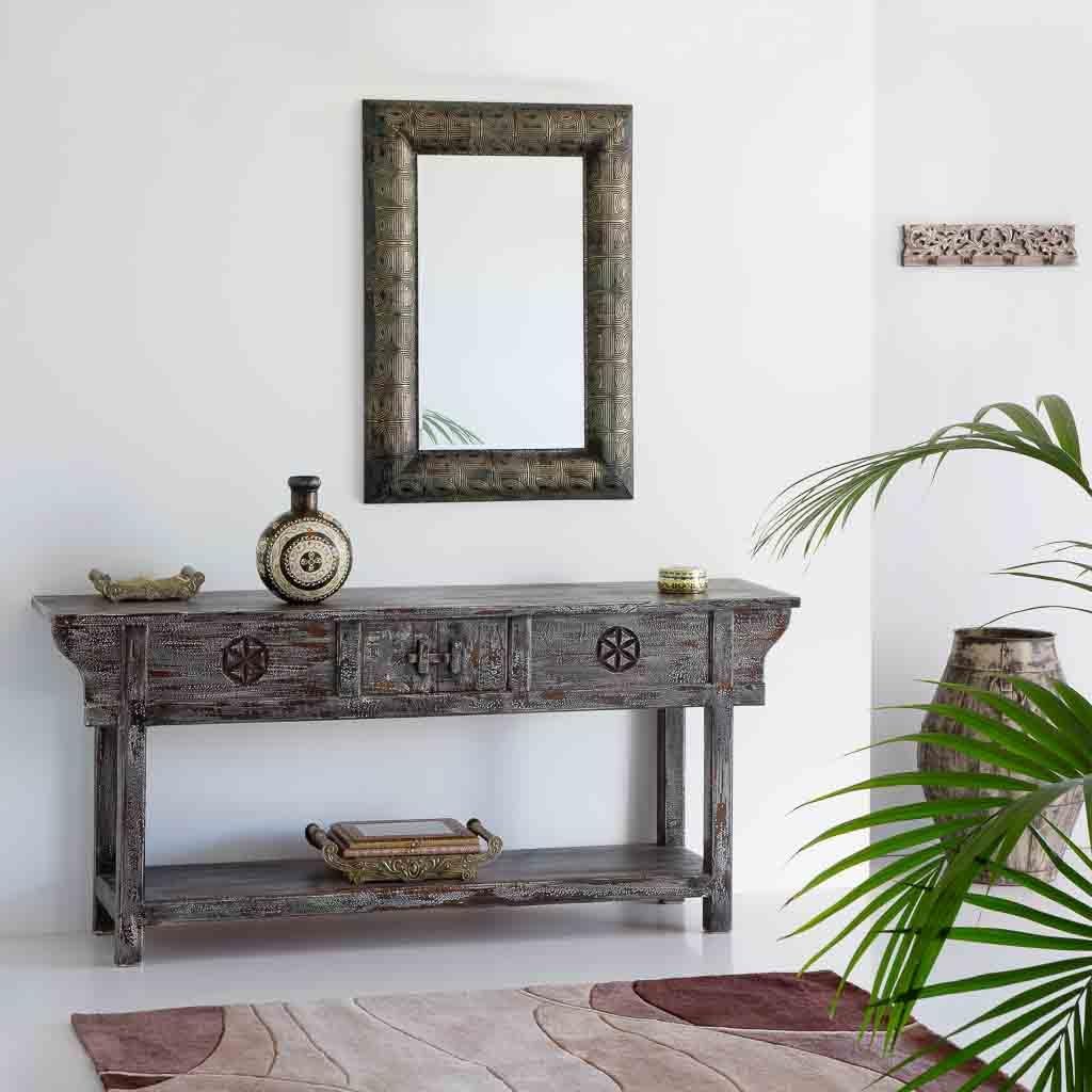 WANDERLUST DECO Espejo de pared de Metal Azul 70x5x100