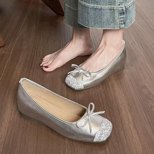 Dear Time Women's Comfortable Ballet Flats Slip-on Flats Office Work Shoes Low Wedge Arch Support Casual Shoes3