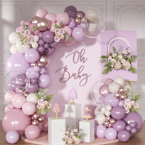 NUTTYBASH Dusty Purple Balloon Arch Kit Pink and Lavender Balloon Garland