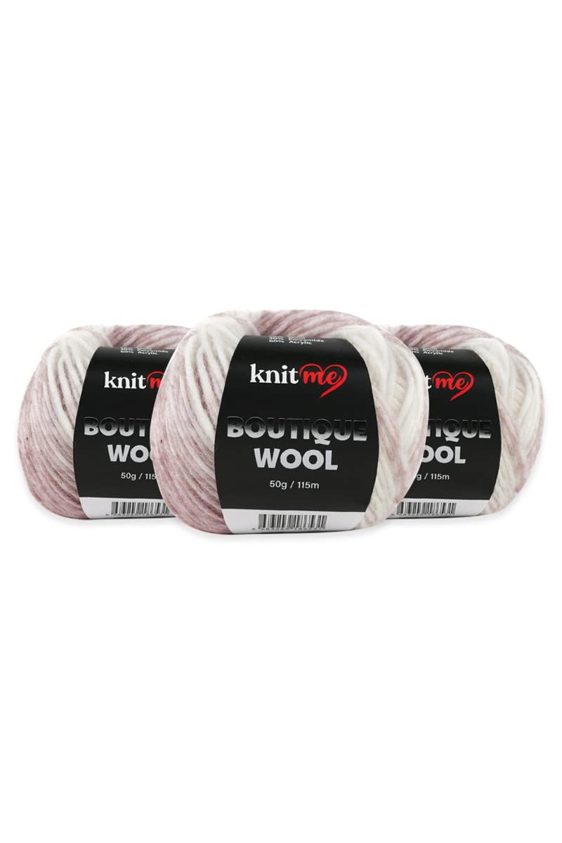 Knitme Boutique Wool Batik Hand Knitting Yarn, Wool, 3-Piece Pack, 10% Wool, 60% Acrylic, 30% Polyamide Sports Yarn, 1 Ball 50 g, 115mt Yarn (KB03)