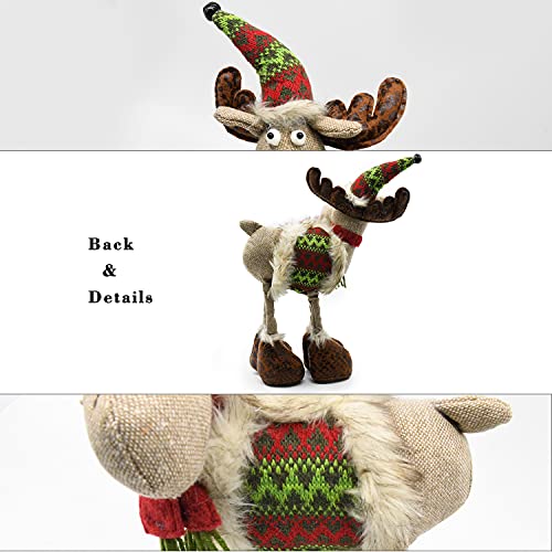 Yuqi Christmas Deer Gnome Plush Xmas Reindeer Decoration, Handmade Swedish Santa Elk Figurines Tomte Gnome W/Bell Reindeer Horns Ornaments, Home Table Decor #TOP3