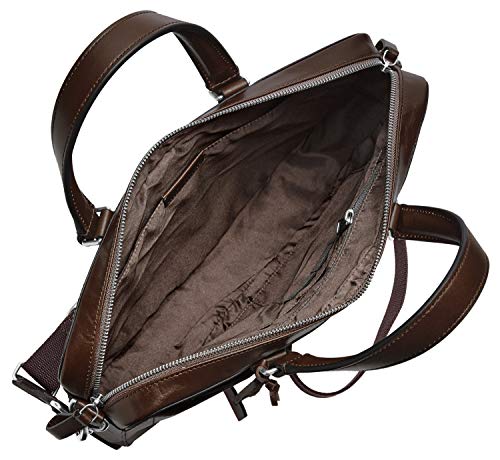Fossil Defender Top Zip Workbag Dark Brown