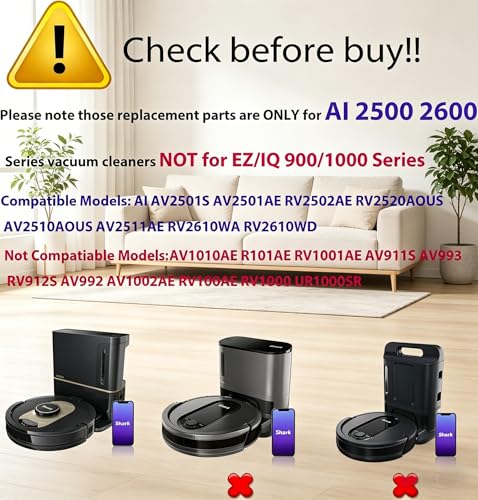 Image of Replacement Parts for Shark AI AV2501S AV2501AE RV2502AE RV2520AOUS AV2510AOUS AV2511AE RV2610WA RV2610WD Accessories Kit with Main Roller Brush Filters Foam /Primary Filter Sweep Side Brushes