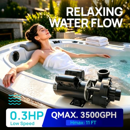 Image of Aquastrong Spa Pump, 1.5HP Dual Speed Hot Tub Pump, 48 Frame, Up to 8,607 GPH, 115V Durable Motor, Easy Installation, Compatible with Most Hot Tubs & Spa Systems