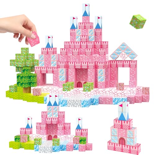 128PCS Magnetic Blocks Building Toys - 1" Magnet Cubes, Build Princess Castle, Magnetic Tiles Building Blocks, STEM Innovation Toys, Ideal Gifts for Christmas Birthday for Kids Age 3 4 5 6 7 8 9 10 - image 2