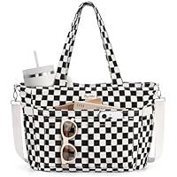 Corduroy Tote Bag for Women, 17 Pockets Lightweight Crossbody Bible Teacher Nurse Shoulder Bag for Daily School Travel Gym