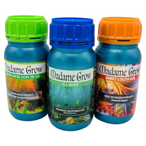 Madame Grow – Abono Natural para Crecimiento y Floración – Fórmula Concentrada para Semillas Varias – 3 x 500ml