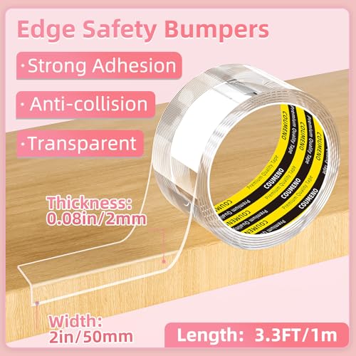Image of Clear Edge Protector & Corner Guards,2in(W x 3.3FT(L), Baby Proof Corner Protectors for FurnitureTable Bumper for Baby Safety, Sharp Edge Protector for Drawers, Tables, Cabinets