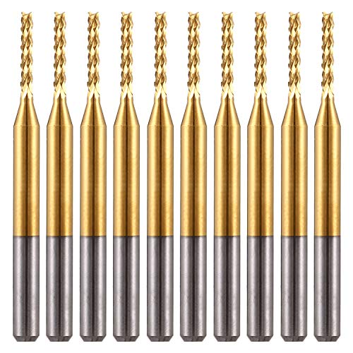 EU_HOZLY Juego de 10 fresas de carburo de titanio de 1,5 mm CNC rotatorias para fresadora de maíz, PCB (1.5mm)