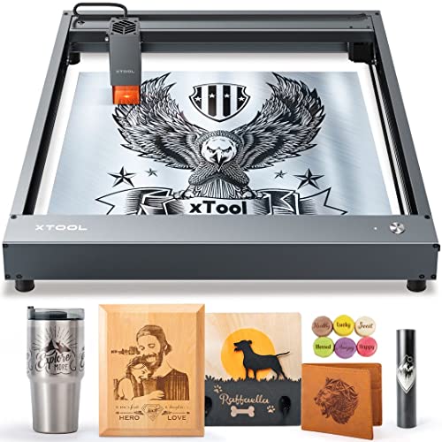 xTool D1 Laser Engraver, 60W DIY CNC Laser Cutter and Engraver Machine, 10W Eye Protection Compressed Spot Support LightBurn, 10000mm/min Diode Laser Engraving for Metal Wood(17"x15.98")