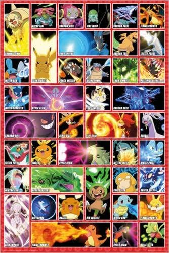 GB eye LTD, Pokemon, Moves, Maxi Poster, 61 x 91,5 cm, Wood, Multi-Colour, 65 x 3.5 x 3.5 cm