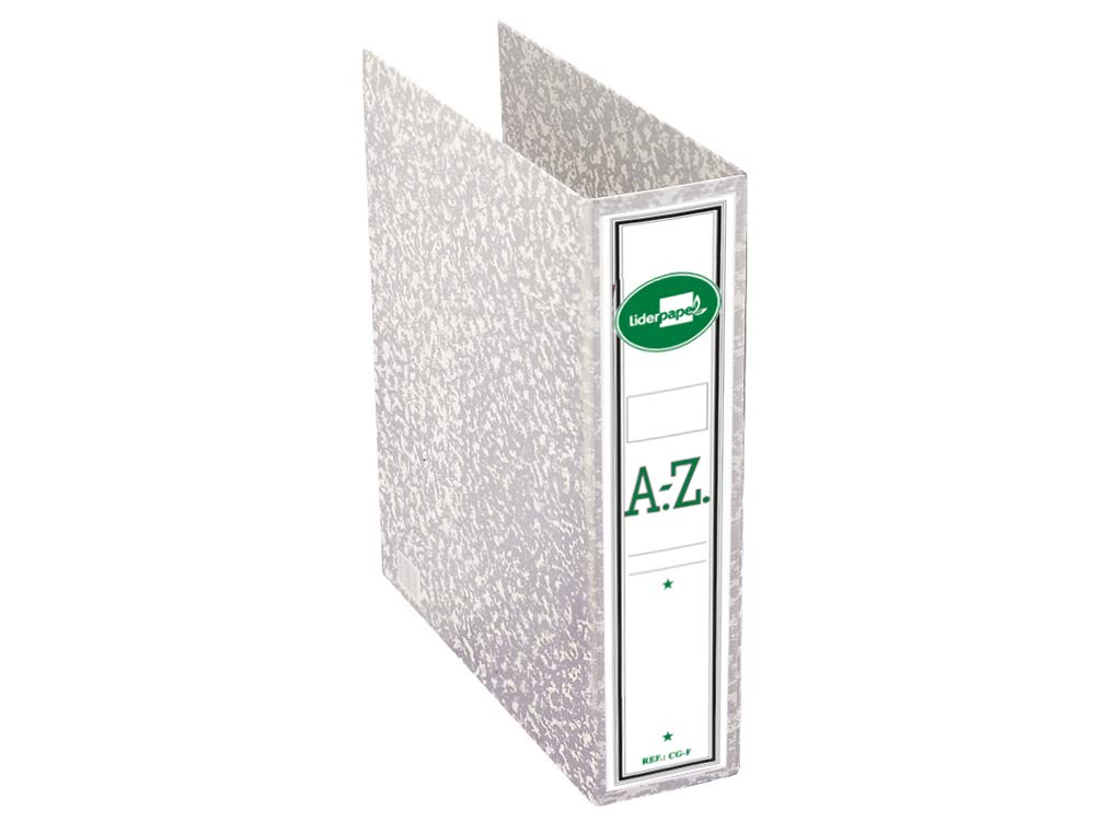 Archivador de palanca liderpapel folio classic grey carton entrecolado con rado lomo 75mm gris compresor metalic