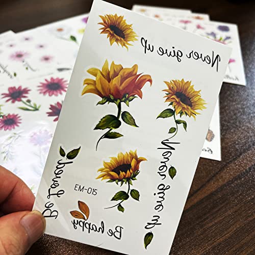 Kotbs Tiny Daisy & Butterfly Temporary Tattoos For Women Kids, 15-Sheet Floral Bouquet Small Tattoo Temporary Wild Daisy Flower Tattoo Stickers, Waterproof Fake Tattoos For Boys Girls #TOP5
