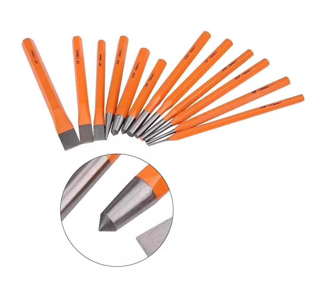 Set 12 scalpelli punteruoli punzoni conici cacciaspine cacciachiodi