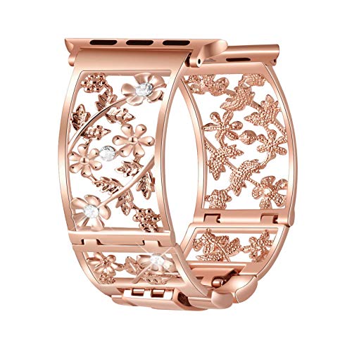 Image of Floral Band for Apple Watch Band, Women, Rose Gold, 38 /40 /41 /42mm
