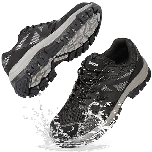 Zapatillas de punta de acero para hombre y mujer impermeables, zapatos de seguridad, botas de trabajo, zapatillas de seguridad antideslizantes, ligeras, industriales, protectoras, compuestas, Black, 8 | Ya disponible en tu tienda friki favorita! En mundofriki.es!