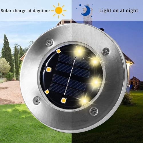 Image of INCX 6 Pack 4.6 Inch Solar Ground Lights Outdoor, Waterproof, Warm White