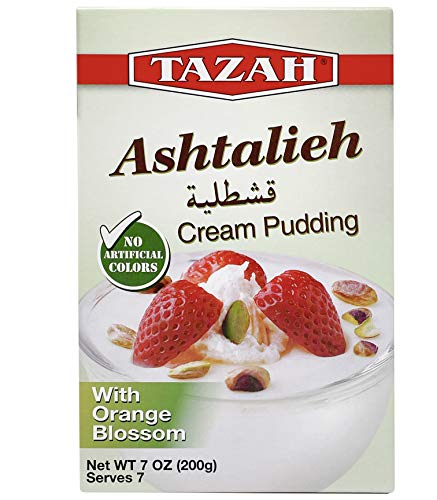 Tazah Lebanese Ashtalieh Cream Pudding with Orange Blossom - No Artificial Colors -7 oz ( 200g)