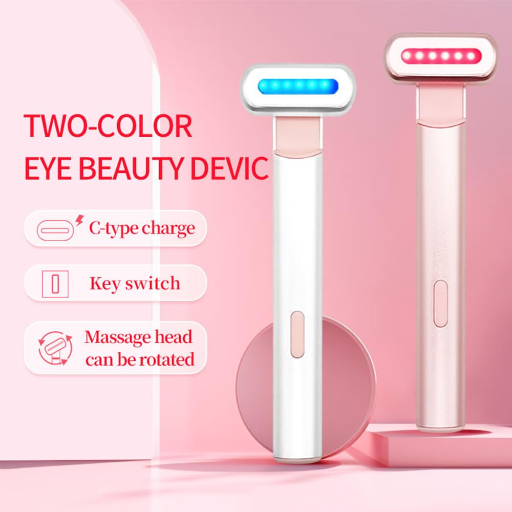 Nuvaskin Anti Cernes Appareil - Soin Integral du Regard :Stylo & Serum Activateur, Rajeunissement Cutané Par Lumière Rouge Et Bleue, Technologie de Micro-vibrations, Ergonomique et Portable (Argent)