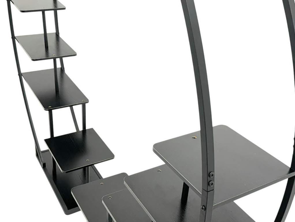 DanDiBo Blumenregal Indoor 170 cm Hoch Metall Schwarz Rund 96586 Blumentreppe Groß Halbrund Pflanzenständer Modern Design