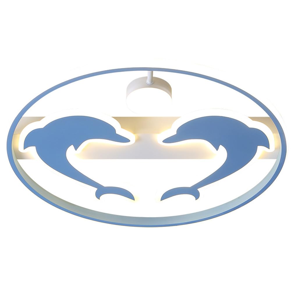 Abinlina Dimmable LED Dolphin Chandelier Ceiling Light Fixture for Living Room and Bedroom - Stylish Flush Mount Metal Acrylic Design(Light Color,52 * 5cm)