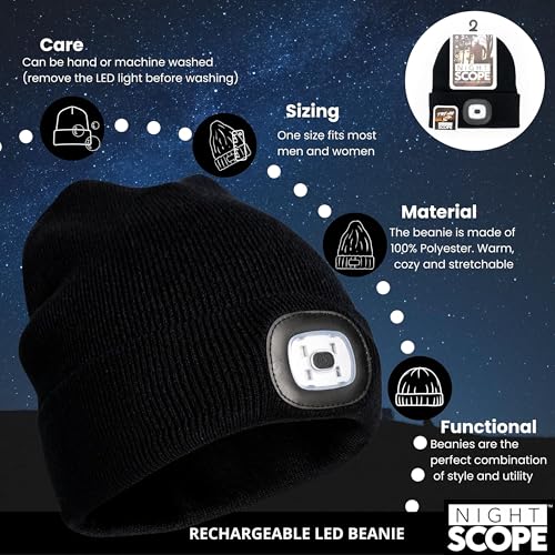 Image of Classic Rechargeable LED Warm Knit Beanie Head Light Hat Headlamp for Outdoor Activities