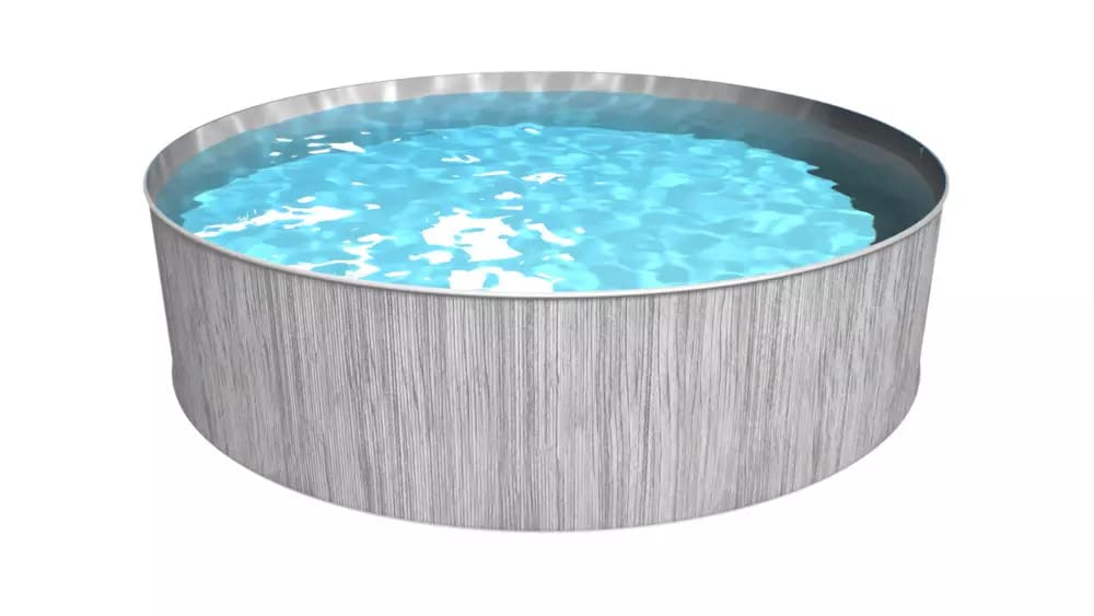 Steinbach New Splasher Secure 011002G Piscine à paroi en Acier Ø 350 x 90 m Piscine Ronde Aspect Bois Gris foncé et Film intérieur Gris pour jusqu'à 7 800 l d'eau avec système de Filtration à