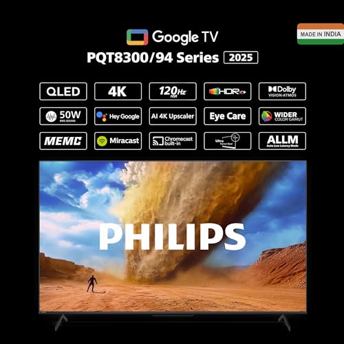 Image of Philips 165 cm (65 inches) 8300 Series 4K Ultra HD Smart QLED Google TV 65PQT8300 /94