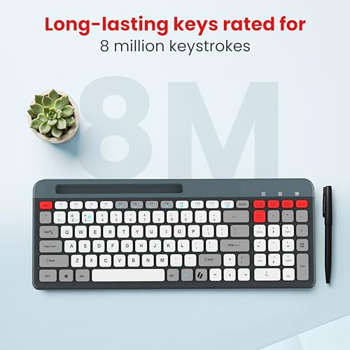 Image of LAPCARE Readmii 2.4GHz Wireless & Bluetooth 5.1 Rechargeable Keyboard with AI Assistant Key, Type-C Charging, Multi-Device Connection (2 Devices), Full Size with Numpad, 10m Range (Multicolor)