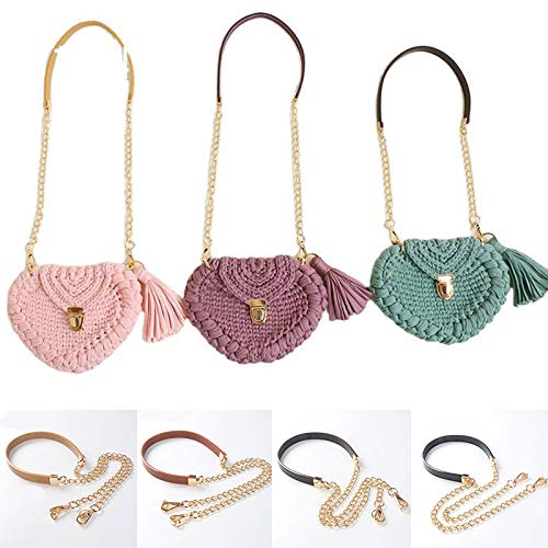 Taschenkette 1PC Umhängetasche Riemen PU Leder Kette Tasche Griff Einfarbig Crossbody Handtasche Gürtel DIY Ersatz Tasche Zubehör Kette FüR Tasche(Coffee,120cm)
