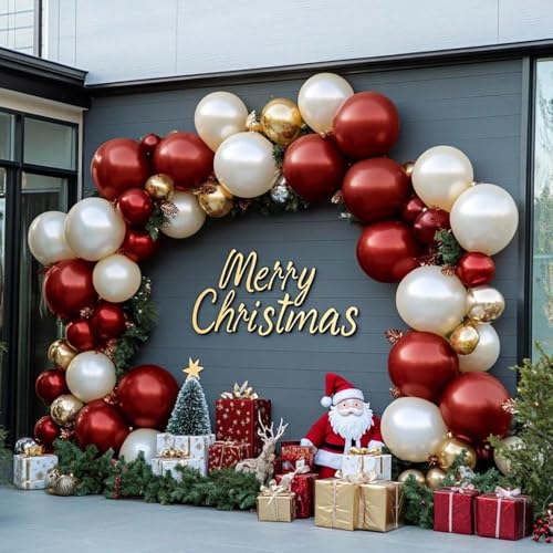 Burgundy Gold Balloons Garland Double Stuffed Wine Red Sand White Metallic Gold Latex Balloons Arch Kit for Christmas Bridal Wedding Anniversary Baby Shower Birthday Party Decorations - Image 5