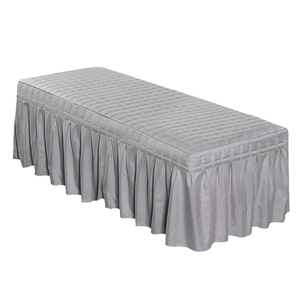 Cosmetic Table Skirt Beauty Salon Bed Valance Sheet Cover with Breath Hole 4 Sizes Selective, Gray-190x70cm, as described