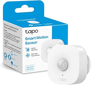TP-Link Tapo Smart Motion Sensor, Flexible Sensitivity Control, Magnetic Mounting, Battery included, Easy Installation, Work with Alexa, Hub Required separately (Tapo T100), White