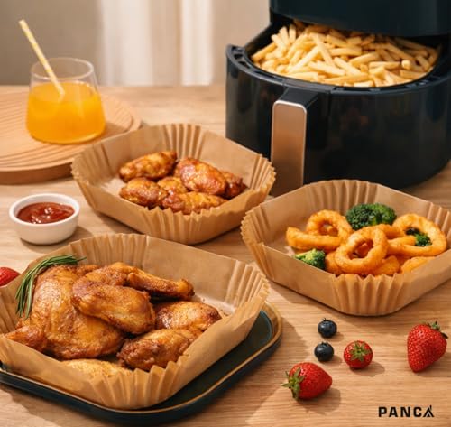 Image of Air Fryer Parchment Paper Liners, Disposable Oil-Proof Sheets for Frying Baking Cooking, Square 8 Inch, 100 PCS